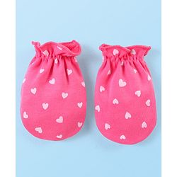 Babyhug 100% Cotton Interlock Knit Mitten Set with Hearts & Floral Print  Pack of 3 - Multicolour