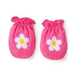 Babyhug 100% Cotton Interlock Knit Mittens With Floral & Polka Dots Print Pack of 3 - Yellow Pink & Orange