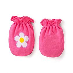 Babyhug 100% Cotton Interlock Knit Mittens With Floral & Polka Dots Print Pack of 3 - Yellow Pink & Orange