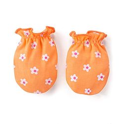 Babyhug 100% Cotton Interlock Knit Mittens With Floral & Polka Dots Print Pack of 3 - Yellow Pink & Orange