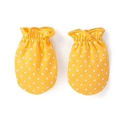 Babyhug 100% Cotton Interlock Knit Mittens With Floral & Polka Dots Print Pack of 3 - Yellow Pink & Orange