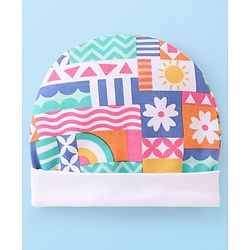 Babyhug 100% Cotton Cap Mittens & Booties Floral Printed - Multicolor