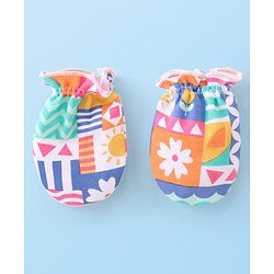 Babyhug 100% Cotton Cap Mittens & Booties Floral Printed - Multicolor