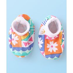 Babyhug 100% Cotton Cap Mittens & Booties Floral Printed - Multicolor