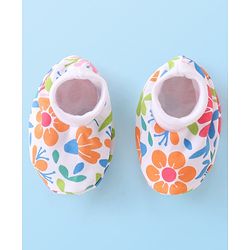 Babyhug 100% Cotton Cap Mittens & Booties Floral Printed - Multicolor
