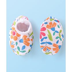 Babyhug 100% Cotton Cap Mittens & Booties Floral Printed - Multicolor