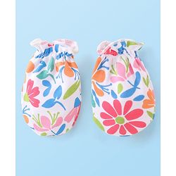 Babyhug 100% Cotton Cap Mittens & Booties Floral Printed - Multicolor