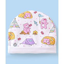 Babyhug 100% Cotton Cap Mittens & Booties with Beach Theme -Multicolour