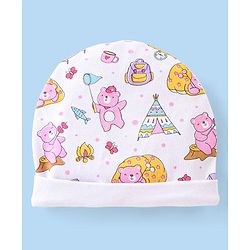 Babyhug 100% Cotton Cap Mittens & Booties with Beach Theme -Multicolour