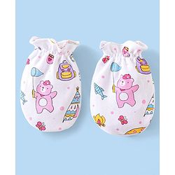 Babyhug 100% Cotton Cap Mittens & Booties with Beach Theme -Multicolour