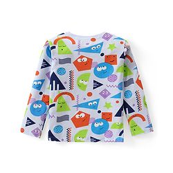 Babyhug Cotton Knit Full Sleeves Night Suit With Geometrical Print - Blue & White