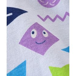 Babyhug Cotton Knit Full Sleeves Night Suit With Geometrical Print - Blue & White