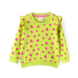 Babyhug Cotton Knit Full Sleeves Sweatshirts With Kitty & Heart Print Pack of 2 - Green & Pink