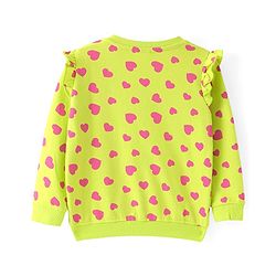 Babyhug Cotton Knit Full Sleeves Sweatshirts With Kitty & Heart Print Pack of 2 - Green & Pink