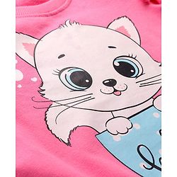 Babyhug Cotton Knit Full Sleeves Sweatshirts With Kitty & Heart Print Pack of 2 - Green & Pink