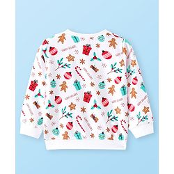Babyhug Cotton Knit Full Sleeves Sweatshirts With Christmas Theme Pack of 2 - White & Red
