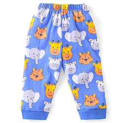 Babyhug  Cotton Full Sleeves Night Suit with Animal Print - Blue