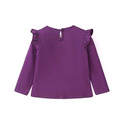 Babyhug Cotton Knit Full Sleeves Top With Text Graphics & Frill Detailing -Purple