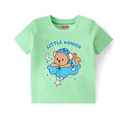Babyhug Single Jersey Half Sleeves Night Suit with Bear & Star Print - Green