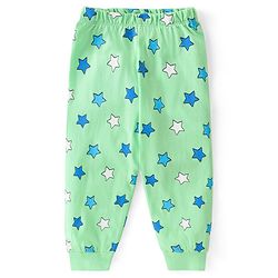 Babyhug Single Jersey Half Sleeves Night Suit with Bear & Star Print - Green
