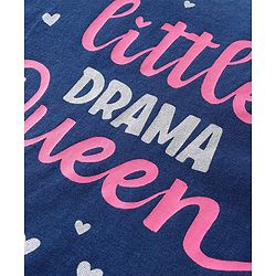 Babyhug Cotton Knit Full Sleeves Top with Frill Detailing & Text Print - Navy Blue