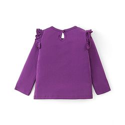Babyhug Cotton Knit Full Sleeves Top with Butterfly Print & Frill Detailing - Purple