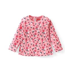 Babyhug 100% Cotton Knit Full Sleeves T-Shirt with Floral Print -Pink