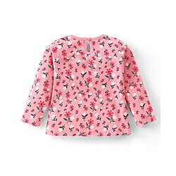 Babyhug 100% Cotton Knit Full Sleeves T-Shirt with Floral Print -Pink