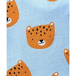 Babyhug Cotton  Knit Full Sleeves Front Open Night Suit with Tiger Print- Blue