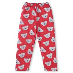 Babyhug Cotton Knit Half Sleeves Front Open Collar Neck Night Suit with Koala Print - Red