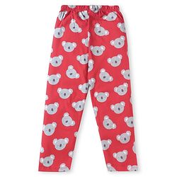 Babyhug Cotton Knit Half Sleeves Front Open Collar Neck Night Suit with Koala Print - Red