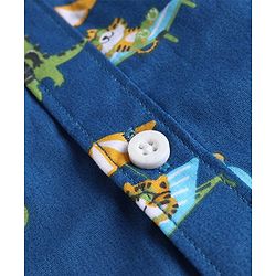 Babyhug Cotton Woven Half Sleeves Regular Collar Shirt Animal Print- Blue