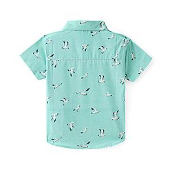 Babyhug Cotton Woven Half Sleeves Bird Printed Shirt - Green