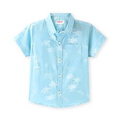 Babyhug Cotton Woven Half Sleeve Shirt with Beach Theme Print - Blue
