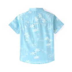 Babyhug Cotton Woven Half Sleeve Shirt with Beach Theme Print - Blue
