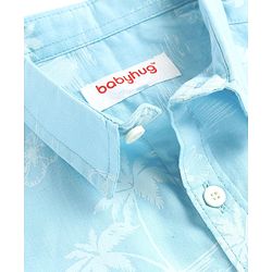 Babyhug Cotton Woven Half Sleeve Shirt with Beach Theme Print - Blue