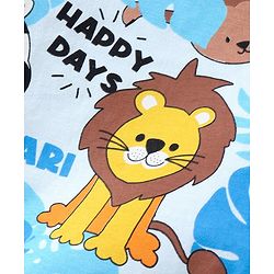 Babyhug Cotton Knit Half Sleeves Night Suit With Jungle Safari Theme Print - Blue