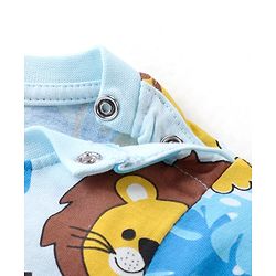 Babyhug Cotton Knit Half Sleeves Night Suit With Jungle Safari Theme Print - Blue