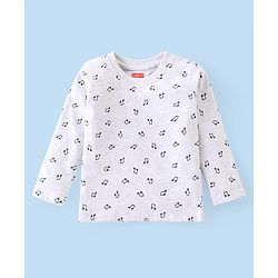 Babyhug Cotton Knit Full Sleeves Musical Nodes Printed T-Shirt - White Melange