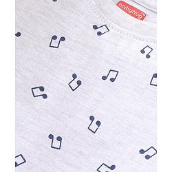 Babyhug Cotton Knit Full Sleeves Musical Nodes Printed T-Shirt - White Melange