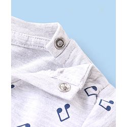 Babyhug Cotton Knit Full Sleeves Musical Nodes Printed T-Shirt - White Melange