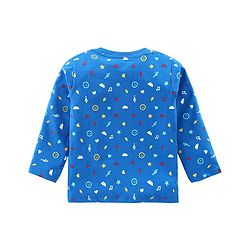 Babyhug Cotton Knit  Full Sleeves T-Shirt with Heart & Star Print - Blue
