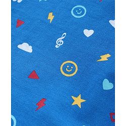 Babyhug Cotton Knit  Full Sleeves T-Shirt with Heart & Star Print - Blue