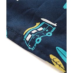 Babyhug Cotton Woven Half Sleeves Camper Van Printed Shirt - Navy Blue