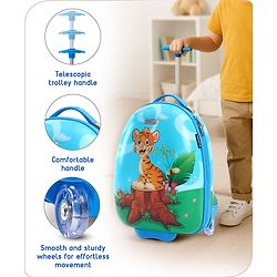 Babyhug Trolley Bag Tiger Print Blue -16 Inches