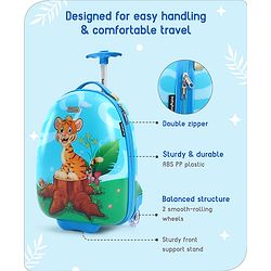 Babyhug Trolley Bag Tiger Print Blue -16 Inches