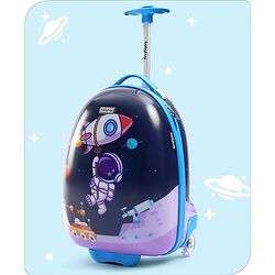 Babyhug Trolley Bag Space Theme Print Purple - 16 Inches
