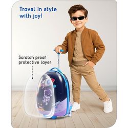 Babyhug Trolley Bag Space Theme Print Purple - 16 Inches