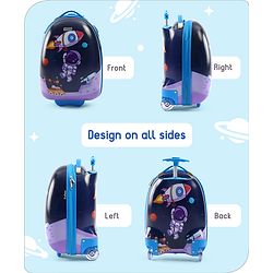 Babyhug Trolley Bag Space Theme Print Purple - 16 Inches