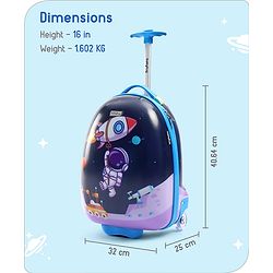 Babyhug Trolley Bag Space Theme Print Purple - 16 Inches